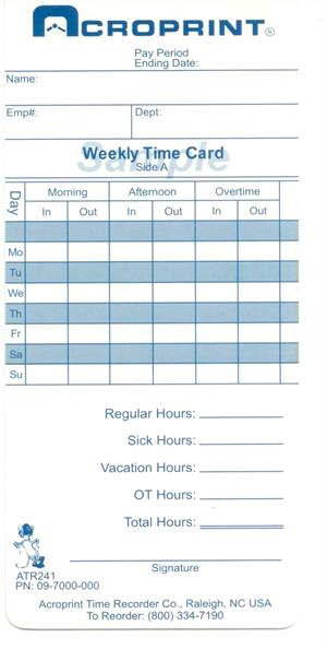 ATR241 Time Card