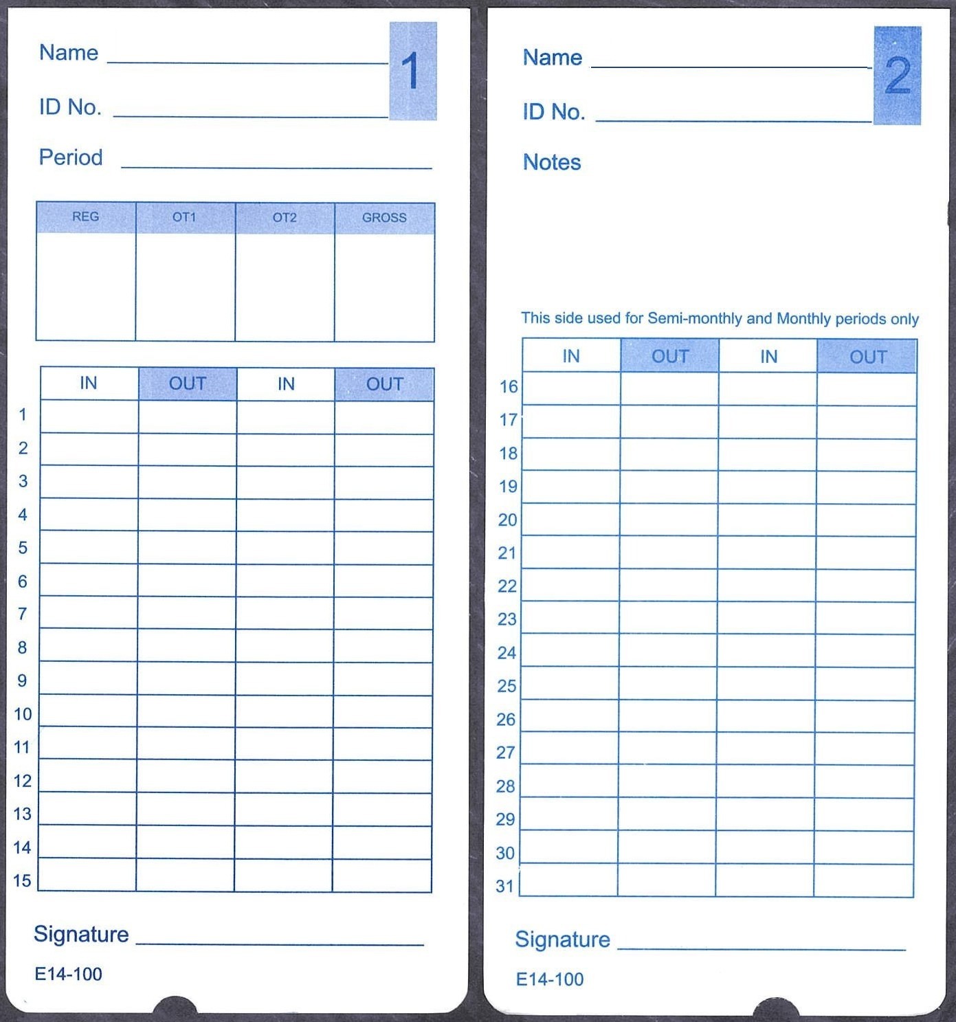 E14 Time Card