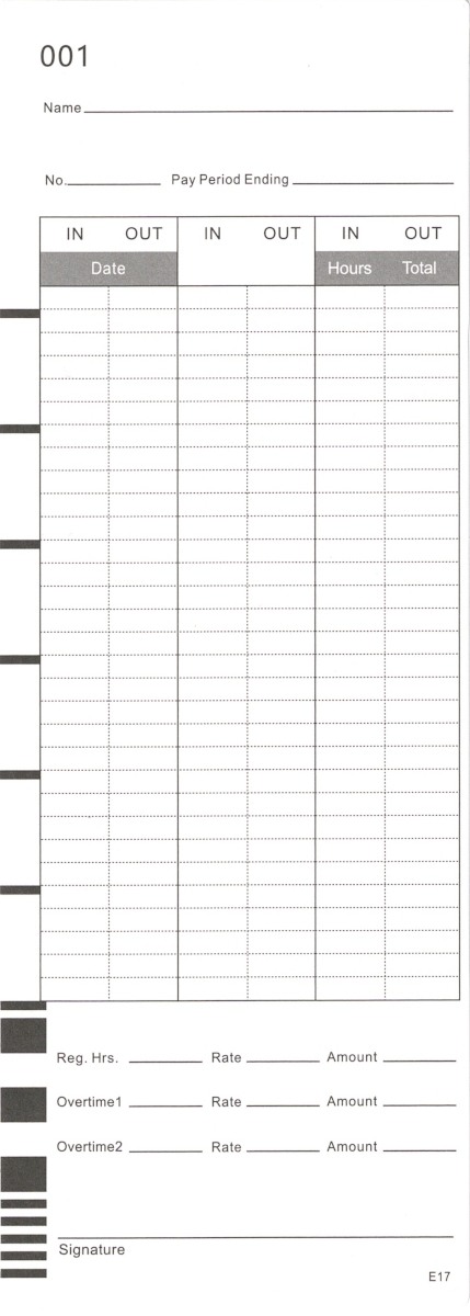 E17 (700E) Time Card