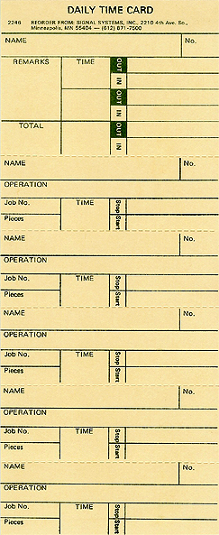 SS2246 Perforated Job Tracking Time Cards