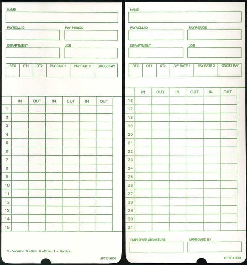 UPTC1000 Time Card