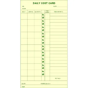 1904R Daily Cost Cards