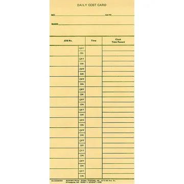 25550 Daily Cost Time Cards