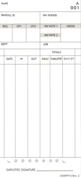 4500PP10 Time Card