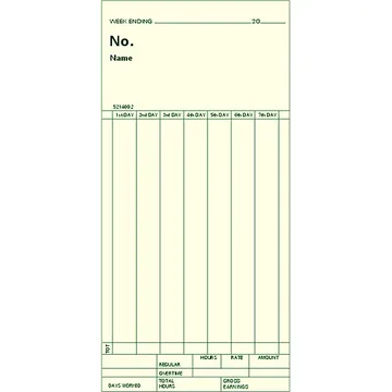 5214002 Weekly Time Card