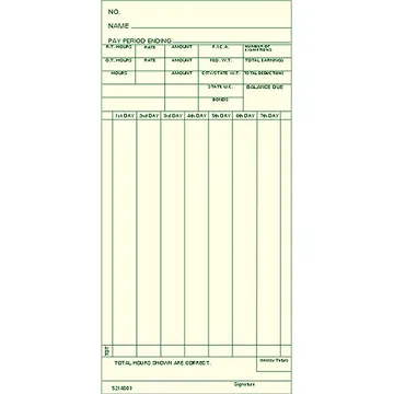 5214003 Weekly Time Card