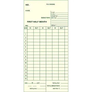 5503 Monthly Time Card
