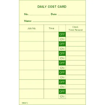 550672 Daily Cost Cards
