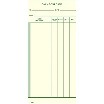5544 Daily Cost Card