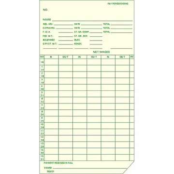 700051 Semi-Monthly Time Card