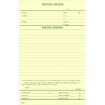 800692 Car Repair Order Cards
