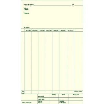 8214004 Weekly Time Card