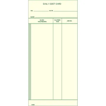 84550 Daily Cost Card