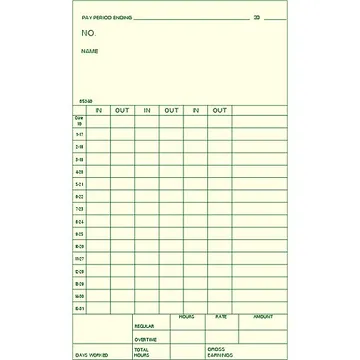 85340 Semi-Monthly Time Card