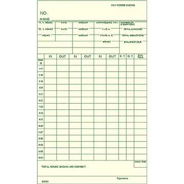 85341 Semi-Monthly Time Card