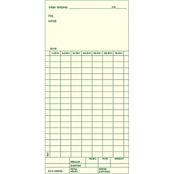 86130 Weekly Time Card