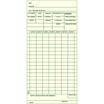 86131 Weekly Time Card