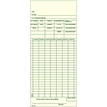 87121 Weekly Time Card