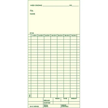 87130 Weekly Time Card