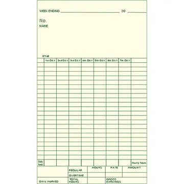 87140 Weekly Time Card