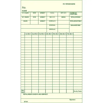 87141 Weekly Time Card
