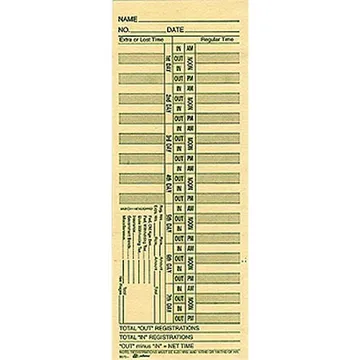 Adams 9675 Time Card