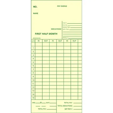 AMA5503BX Time Card