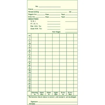 AMA6000 Time Card