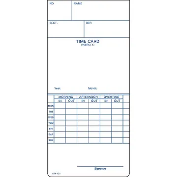 ATR121 Time Card