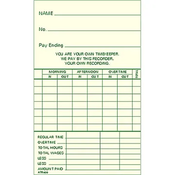 ATR400 - Weekly Time card