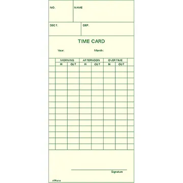 ATR414 - Weekly/Bi-Weekly Time card