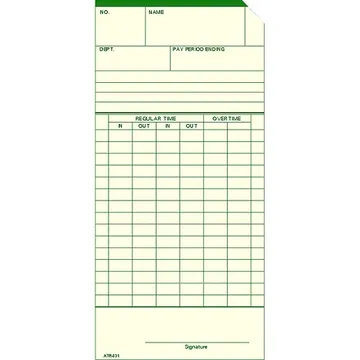ATR431 - Bi-Weekly Time card