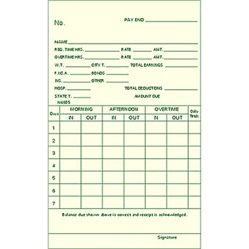 N4605 Weekly Time Cards