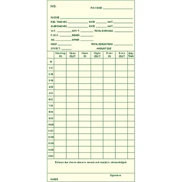N4608 Semi-Monthly Time Card