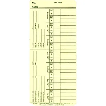 SS1000 Weekly / Bi-Weekly Time Cards