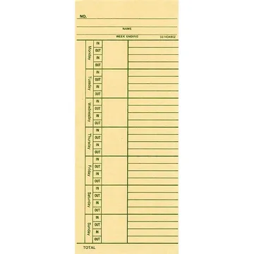SS143480Z Weekly Time Cards