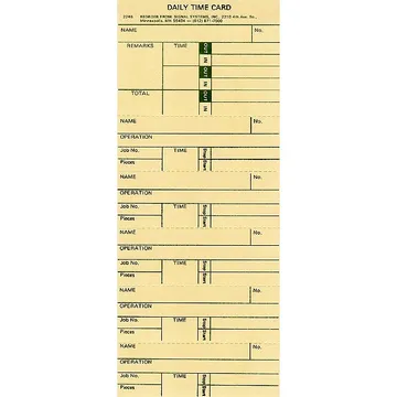 SS2246 Perforated Job Tracking Time Cards