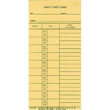 SS25530 Daily Cost Time Cards