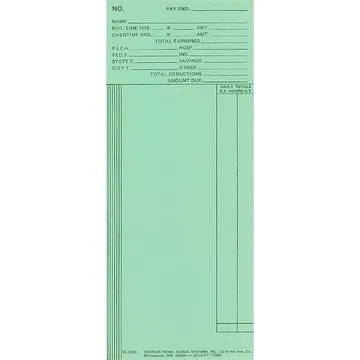 SS3000 Green Weekly Time Cards