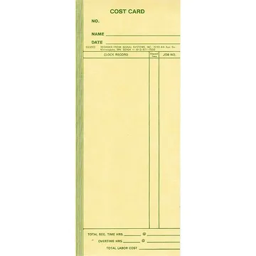 SS3002 Cost Card Time Cards