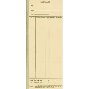 SS8501 Cost Card Time Cards