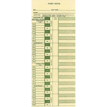 SSCAFE1028 Bi-Weekly Time Cards