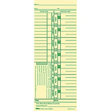 Tops 1252 Time Card, photo 1