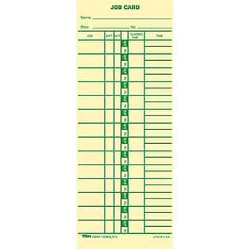 Tops 1258 Job Labor Time Card, photo 1