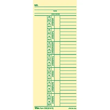 Tops 1260 Time Card, photo 1